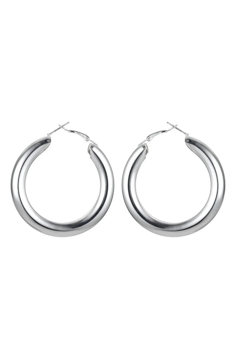Silver Tone Chunky Hoop Earrings