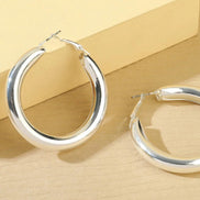 Silver Tone Chunky Hoop Earrings
