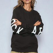 Black Aftershock Logo Oversized Crewneck Sweatshirt