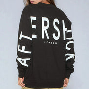 Black Aftershock Logo Oversized Crewneck Sweatshirt