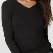 Black V Neck Long Sleeve Top