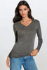Charcoal V Neck Long Sleeve Top