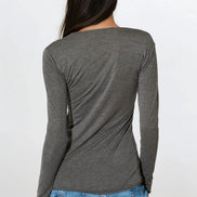 Charcoal V Neck Long Sleeve Top