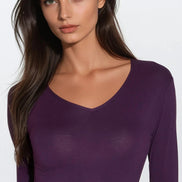 Purple V Neck Long Sleeve Top