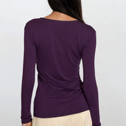Purple V Neck Long Sleeve Top