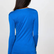 Royal Blue V Neck Long Sleeve Top