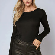 Black Round Neck Long Sleeve Top