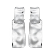 Silver Tone Hammered Rectangular Earrings
