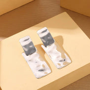 Silver Tone Hammered Rectangular Earrings