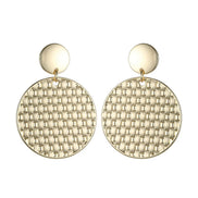 Gold Tone Mesh Textured Circle Earrings
