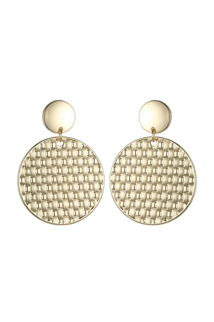 Gold Tone Mesh Textured Circle Earrings
