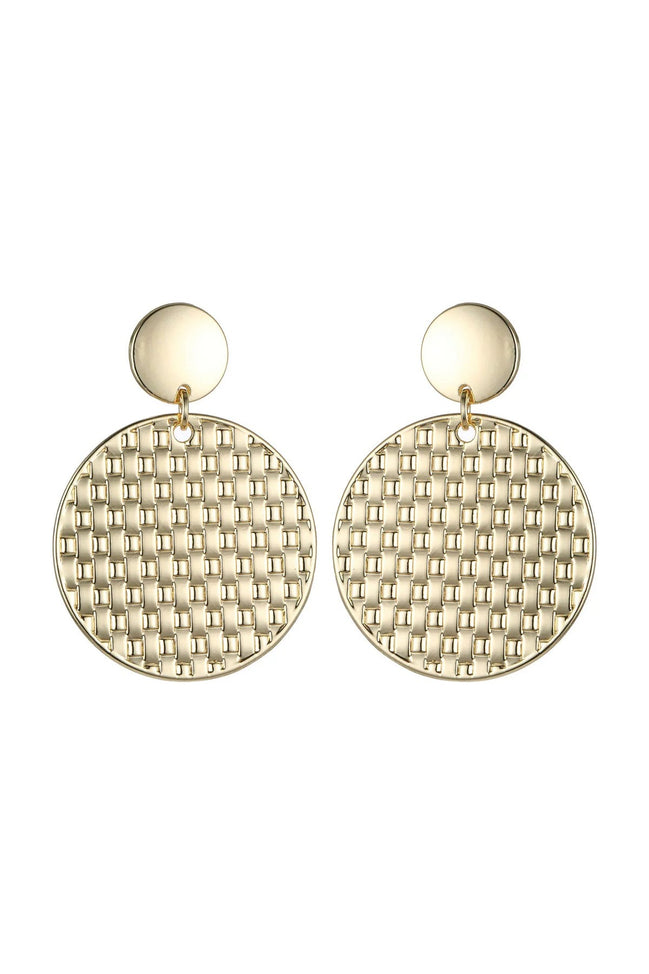 Gold Tone Mesh Textured Circle Earrings