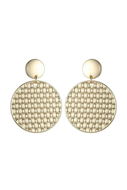 Gold Tone Mesh Textured Circle Earrings