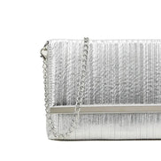 Silver Pleated Clutch Bag