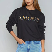 Black Amour Leopard Print Sweatshirt