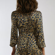 Khaki Animal High Neck Keyhole Mini Dress