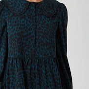 Teal Animal Print Smock Mini Dress