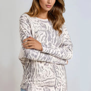 Stone Animal Print Fine Knit Jumper