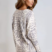 Stone Animal Print Fine Knit Jumper