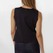 Black Asymmetric Fine Knit Waistcoat
