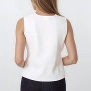 Ivory Asymmetric Fine Knit Waistcoat