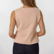 Mocha Asymmetric Fine Knit Waistcoat