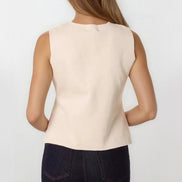 Stone Asymmetric Fine Knit Waistcoat