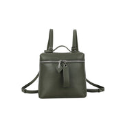 Olive Green Faux Leather Backpack