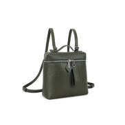 Olive Green Faux Leather Backpack