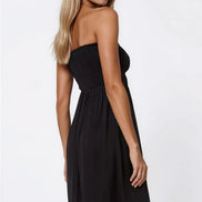 Black Shirred Bandeau Mini Dress