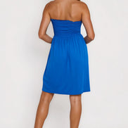 Royal Blue Shirred Bandeau Mini Dress
