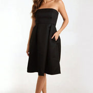 Black Bandeau Midi Dress with Pockets