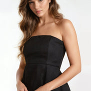 Black Bandeau Midi Dress with Pockets