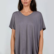 Charcoal Oversized V Neck T-Shirt