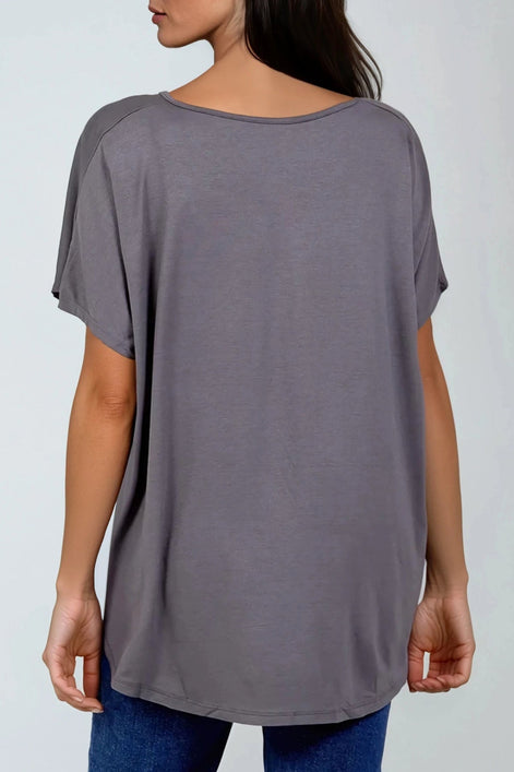 Charcoal Oversized V Neck T-Shirt