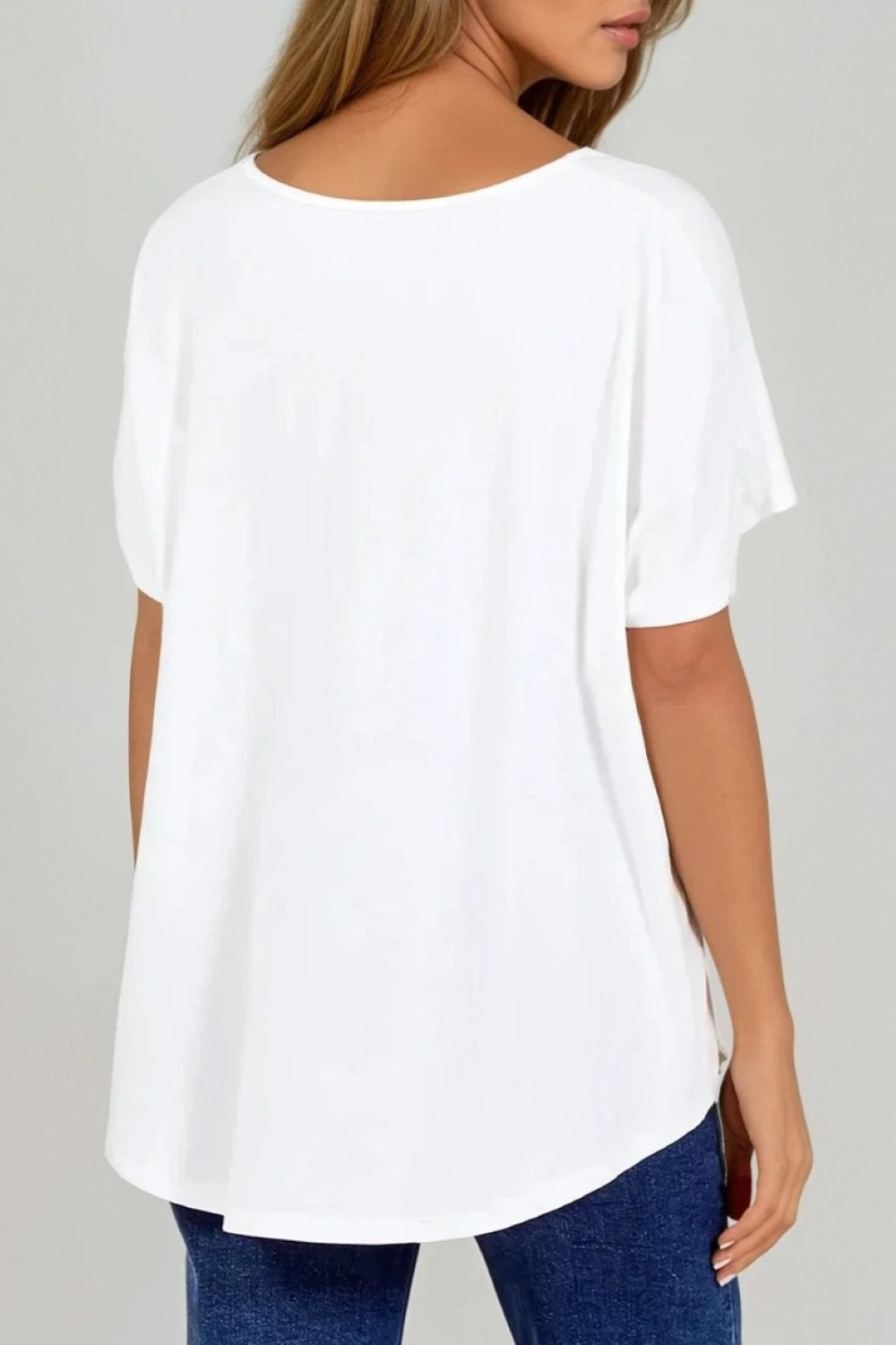 Ivory Oversized V Neck T-Shirt