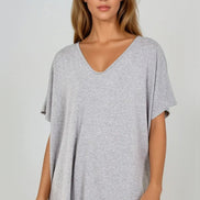 Light Grey Oversized V Neck T-Shirt