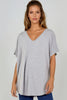Light Grey Oversized V Neck T-Shirt