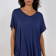 Navy Oversized V Neck T-Shirt
