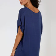 Navy Oversized V Neck T-Shirt