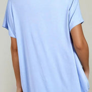 Light Blue Oversized V Neck T-Shirt