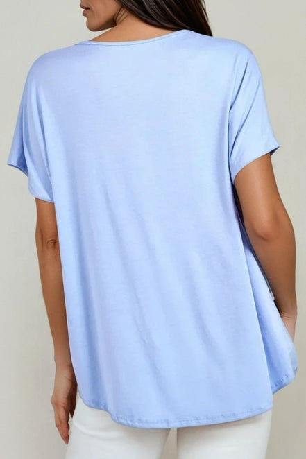 Light Blue Oversized V Neck T-Shirt