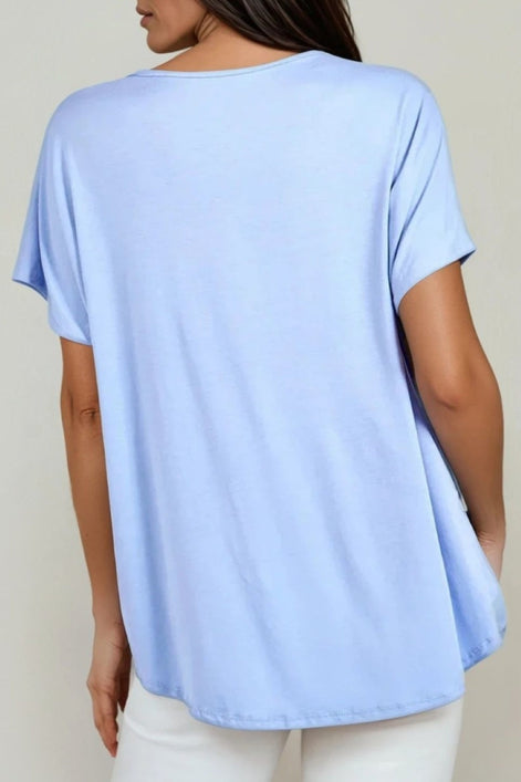 Light Blue Oversized V Neck T-Shirt