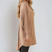 Mocha Oversized Batwing High Low Top