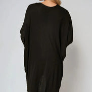 Black Oversized Batwing High Low Top