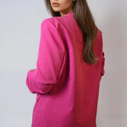 Fuchsia Blazer with Ruched Sleeves