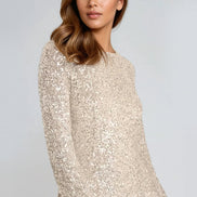 Champagne Bow Back Sequin Mini Dress
