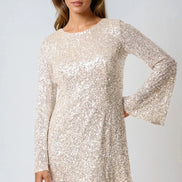 Champagne Bow Back Sequin Mini Dress