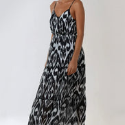 Black Strappy Wrap Maxi Dress