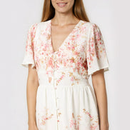 Pink Blossom Button Through Cotton Maxi Dress